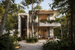 Edificio de departamentos contemporáneo y compacto entre la selva de Tulum